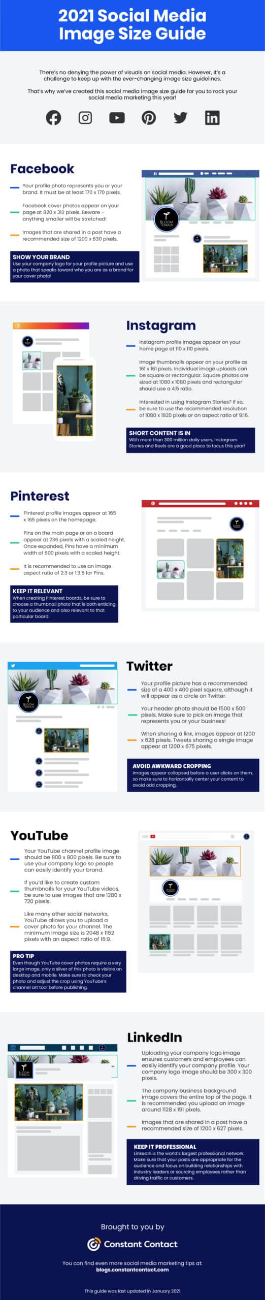 2021 Social Media Image Size Dimension Guide Infographic